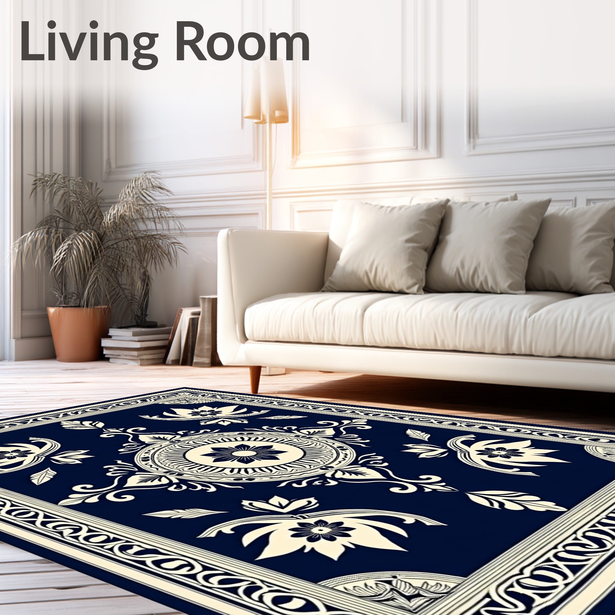 Classic Floral Medallion Contour Design Rug