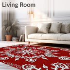 Red Snowflake Ornamental Pattern Design Rug