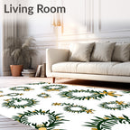 Green Leafy Wreath Flower Pattern Rug