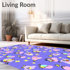 Cute Whimsical Character Star Pattern Rug