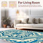 Elegant Teal Floral Mandala Pattern Rug