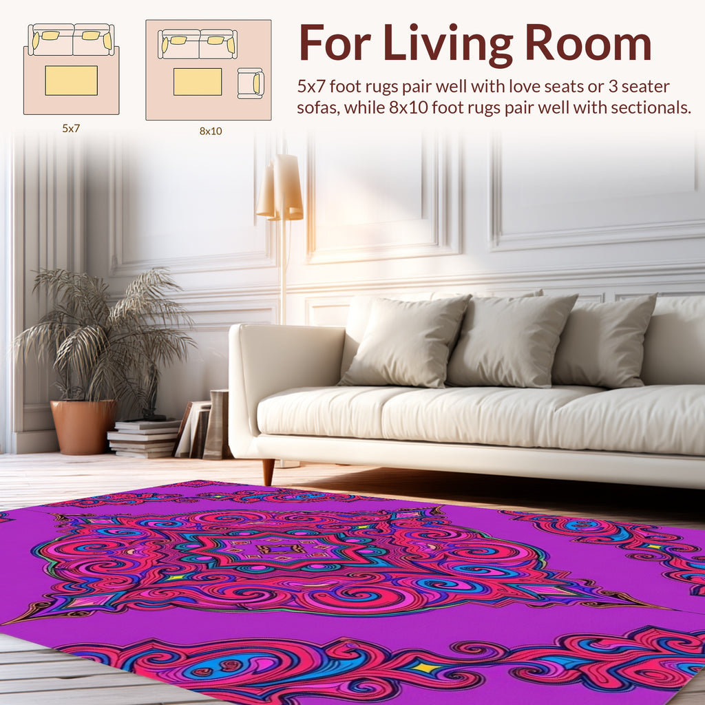 Vibrant Paisley Swirl Mandala Pattern Rug