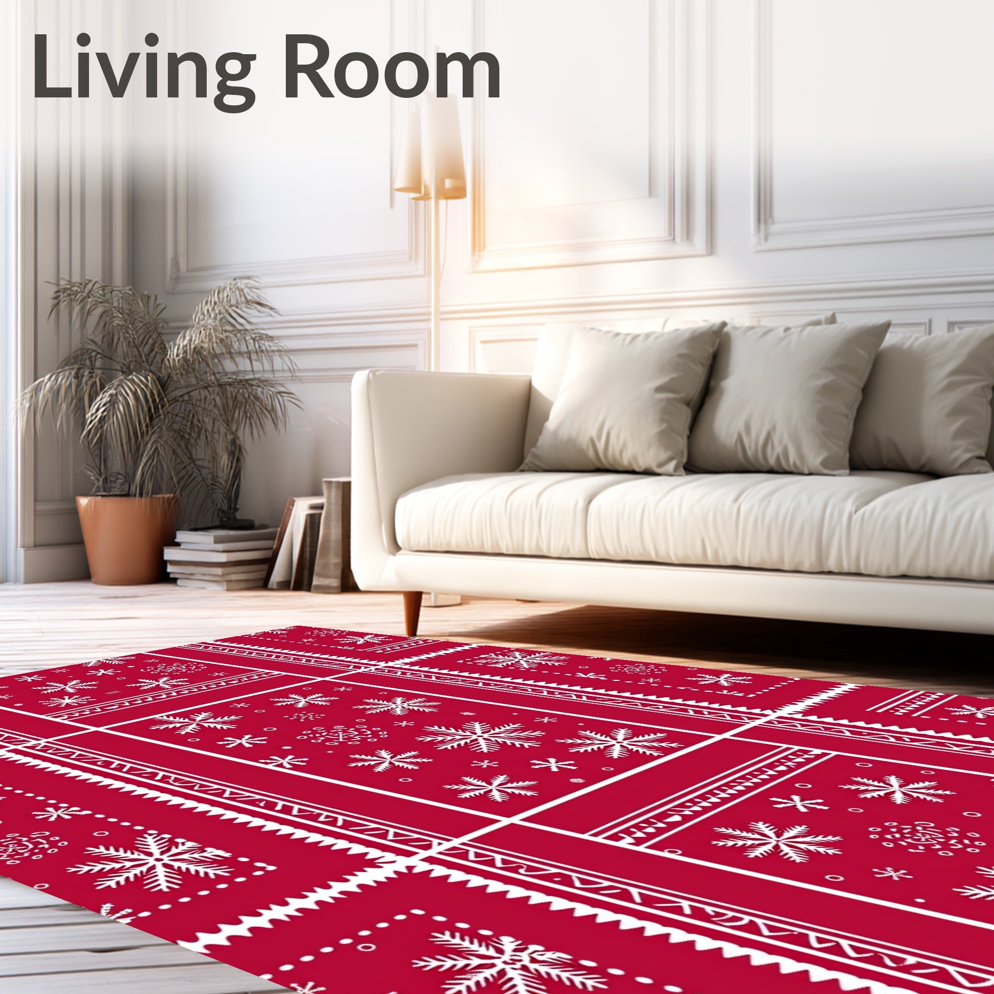 Red Snowflake Pattern Rug