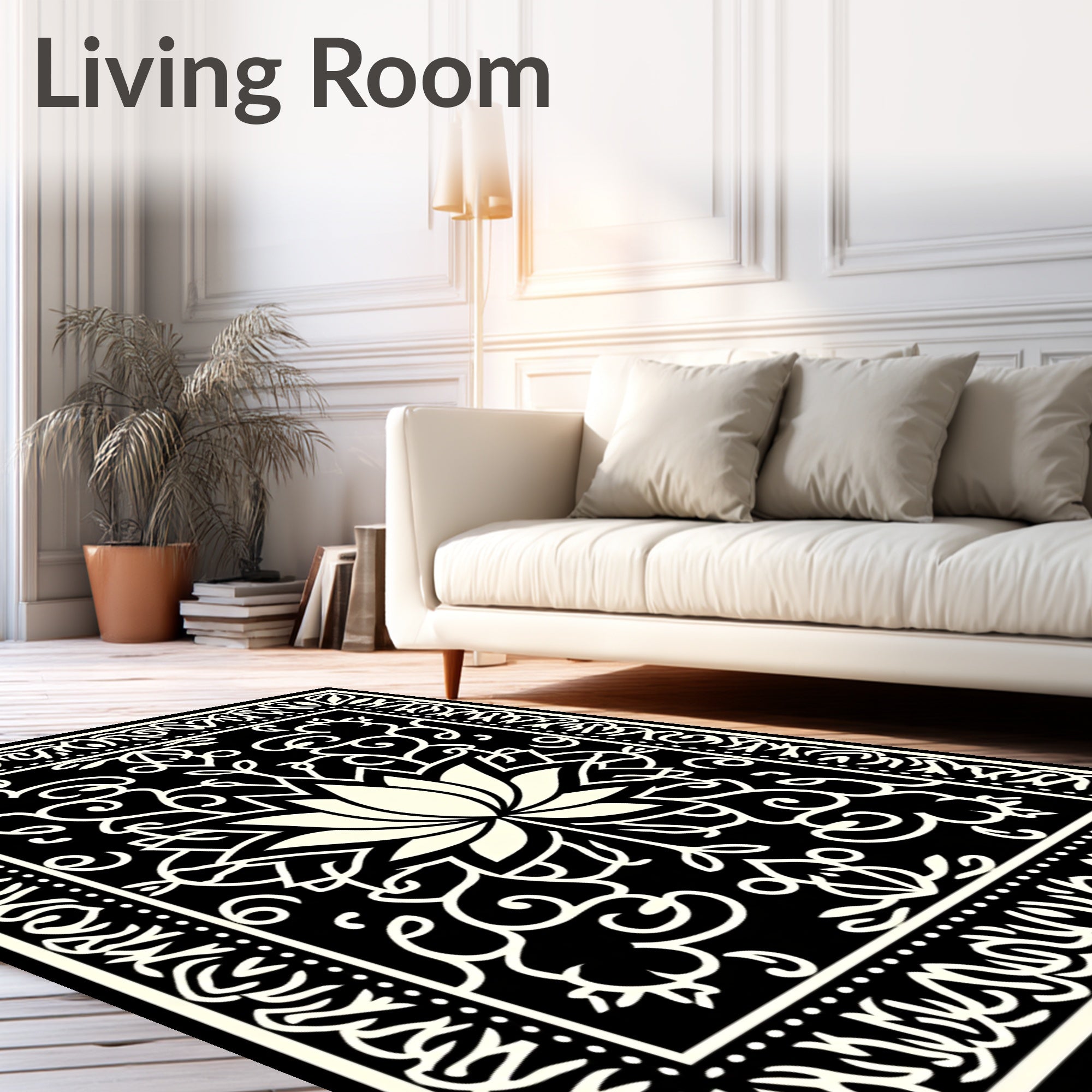Elegant Lotus Floral Intricate Pattern Rug