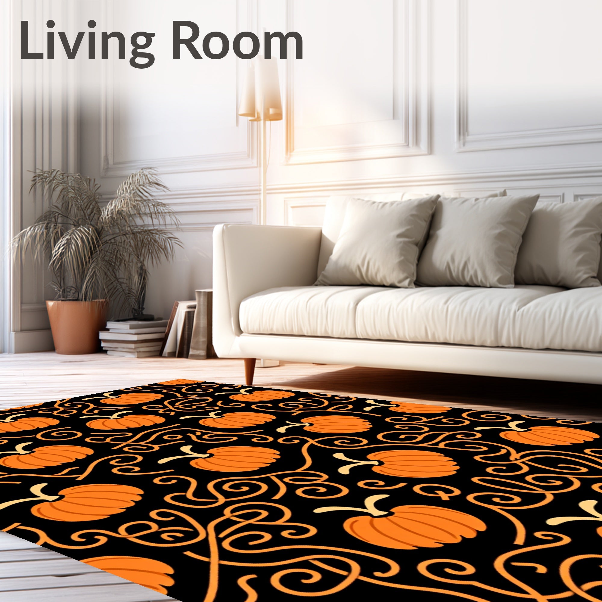 Autumn Harvest Pumpkin Swirl Pattern Rug