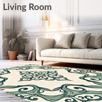 Ornate Teal Swirl Pattern Rug