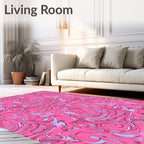 Whimsical Pink Swirl Flow Pattern Rug