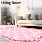 Pink Heart Vine Pattern Rug