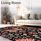 Pink Butterfly and Floral Pattern Rug