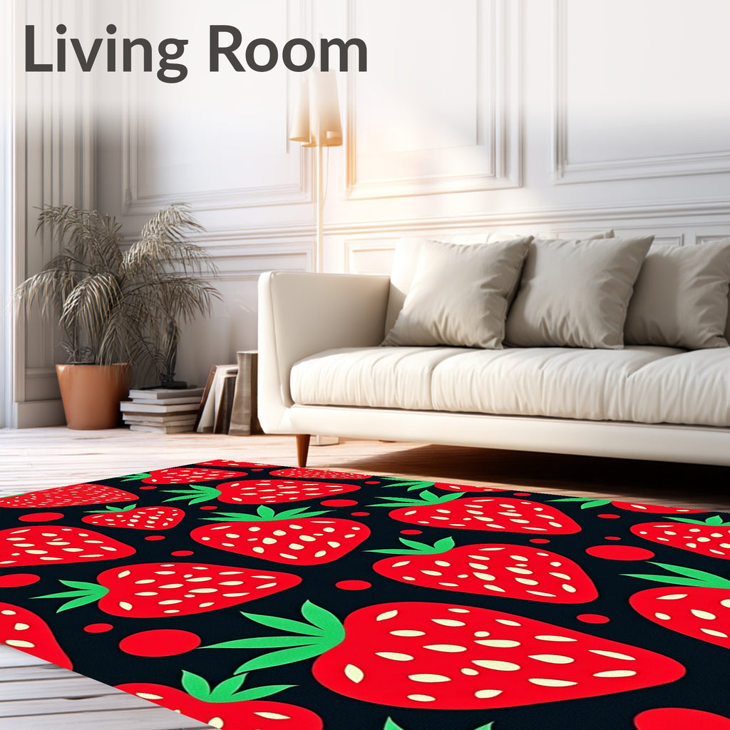 Red Strawberry Pattern Rug