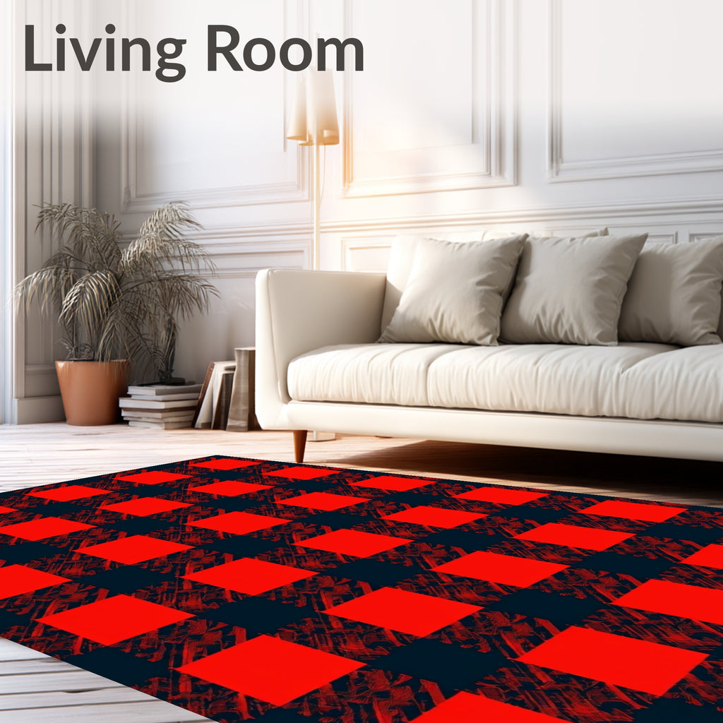 Bold Red Black Buffalo Check Rug