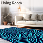 Aqua Wave Patterned Striking Rug