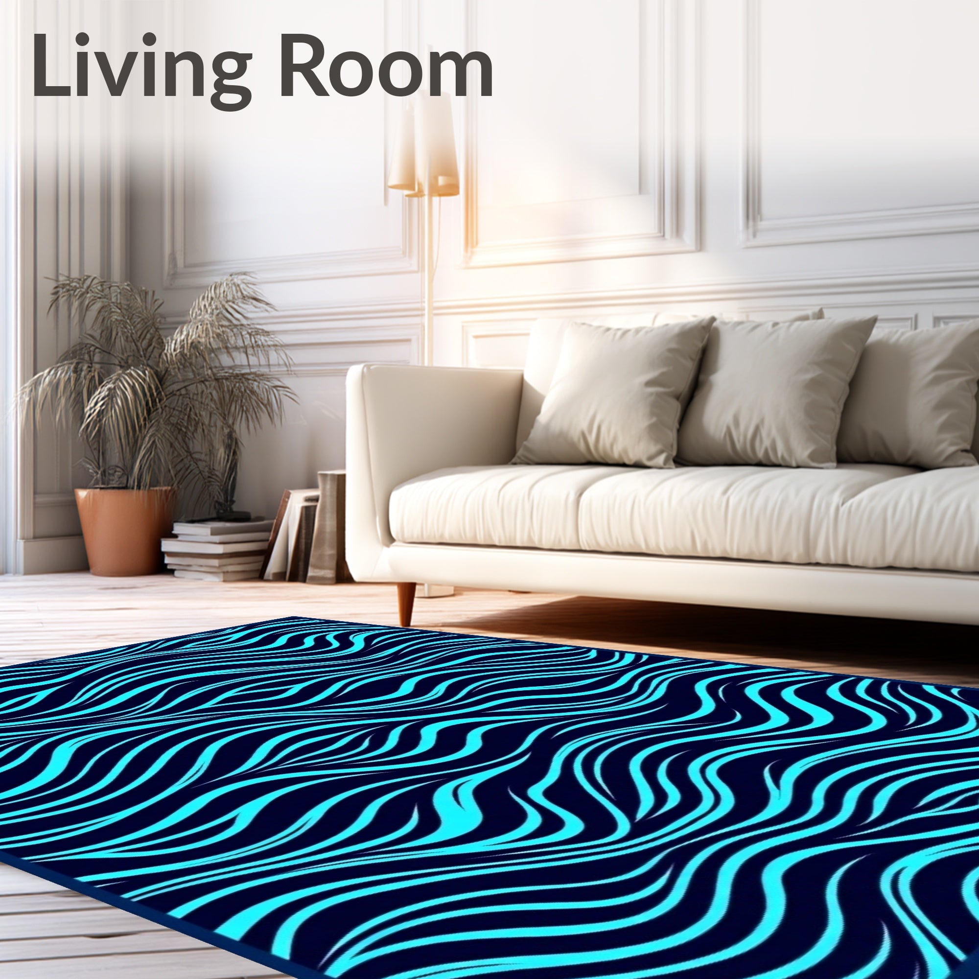 Aqua Wave Patterned Striking Rug