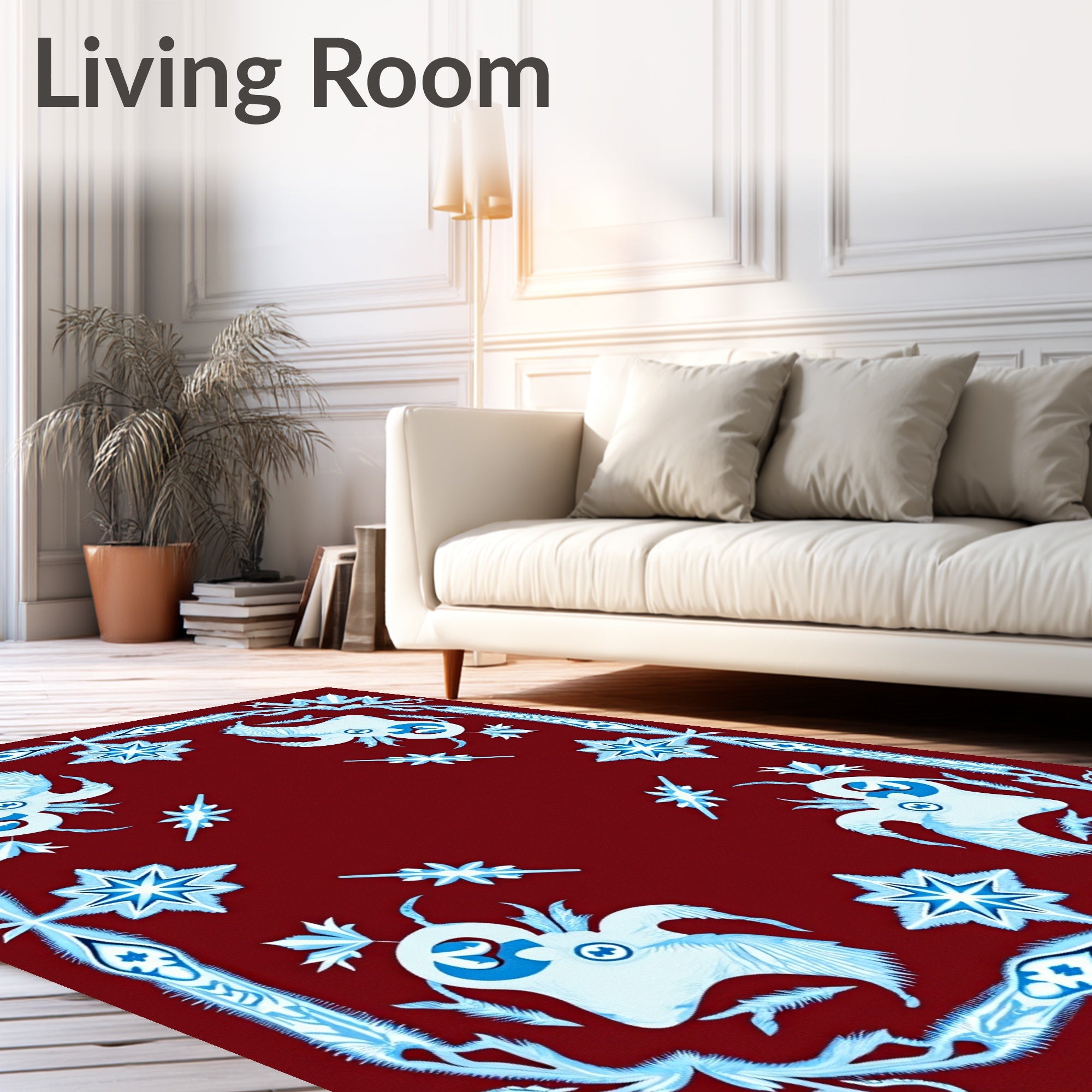 Stylized Bird And Star Pattern Rug
