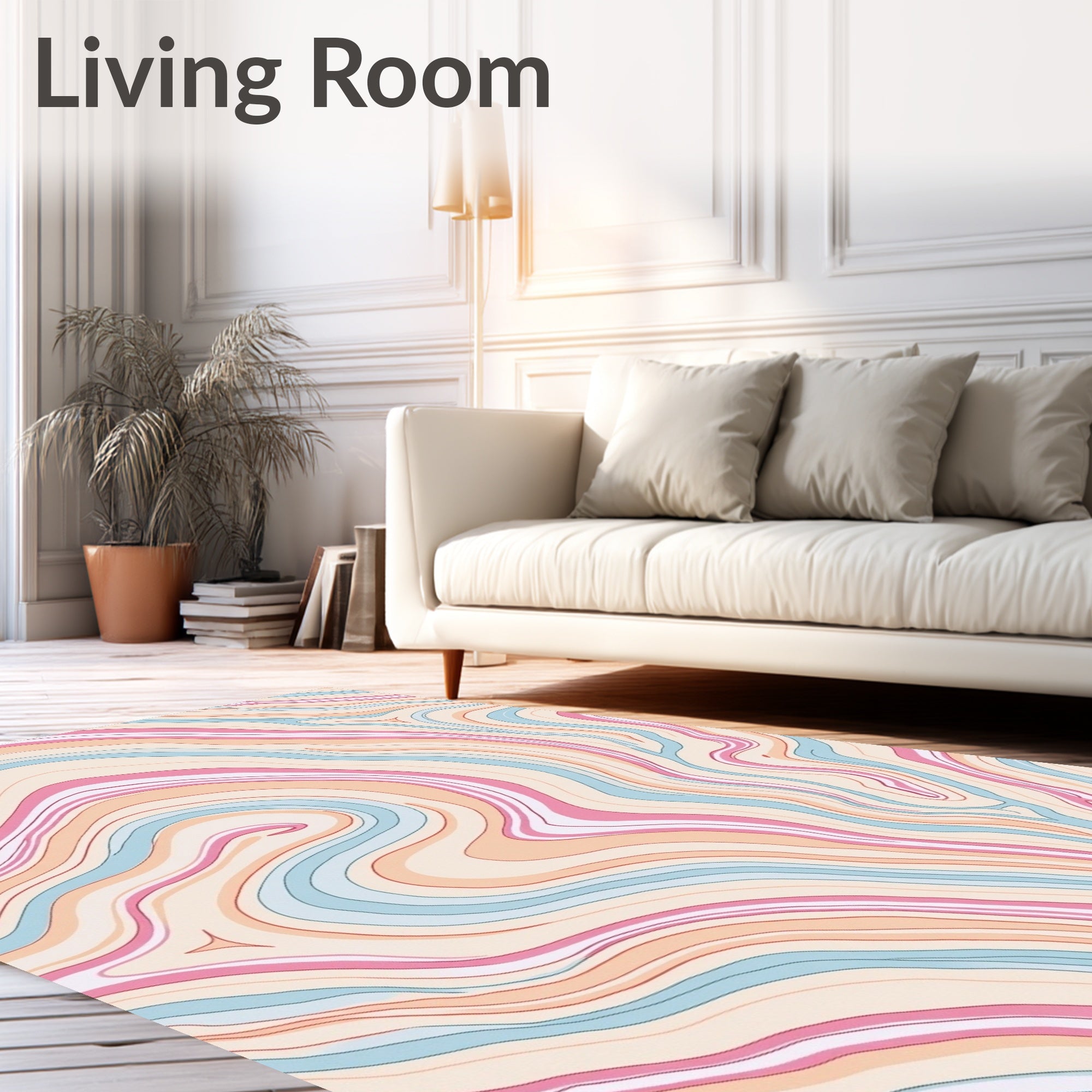 Wavy Light Stripes Abstract Rug