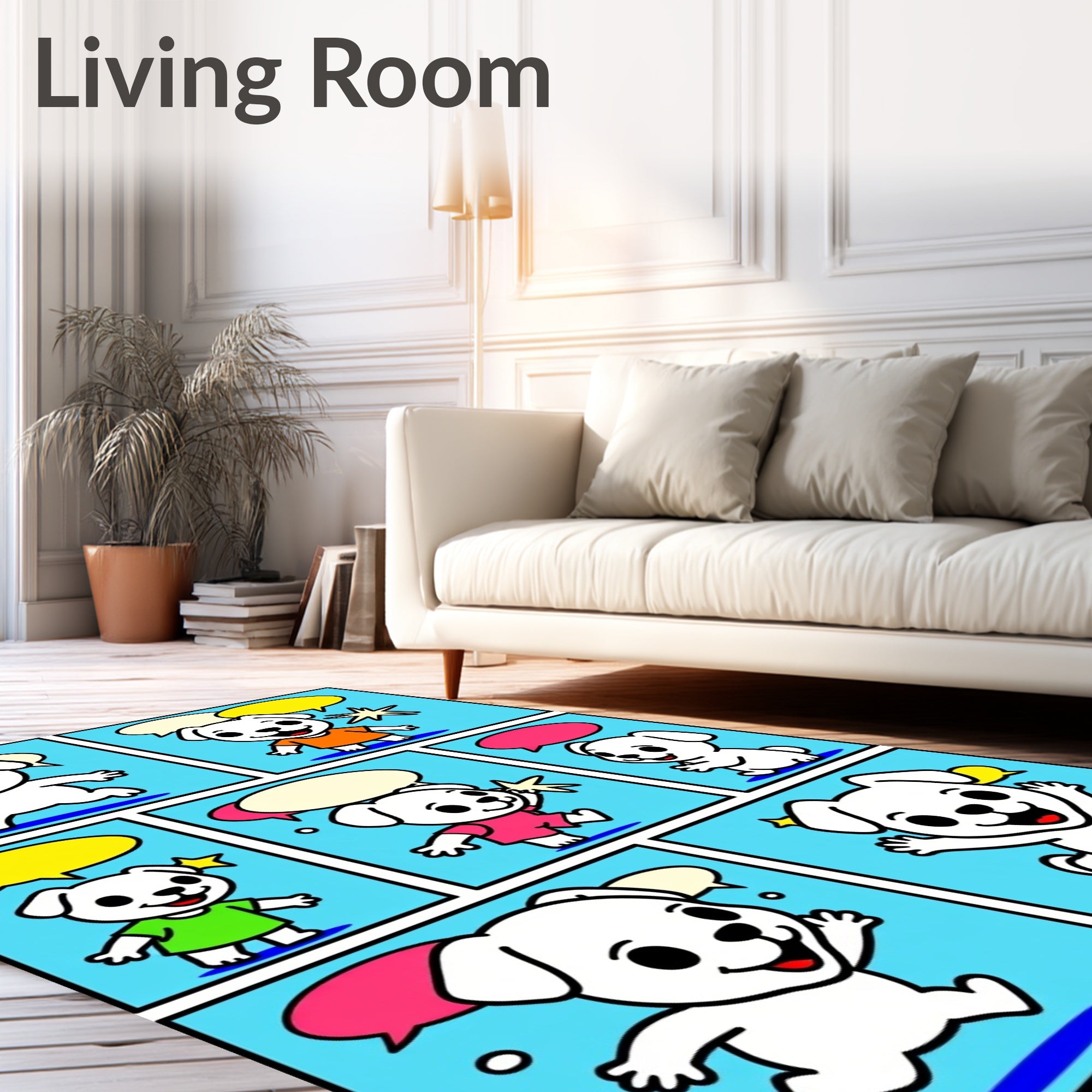 Cute Dog Comic Strip Design Rug