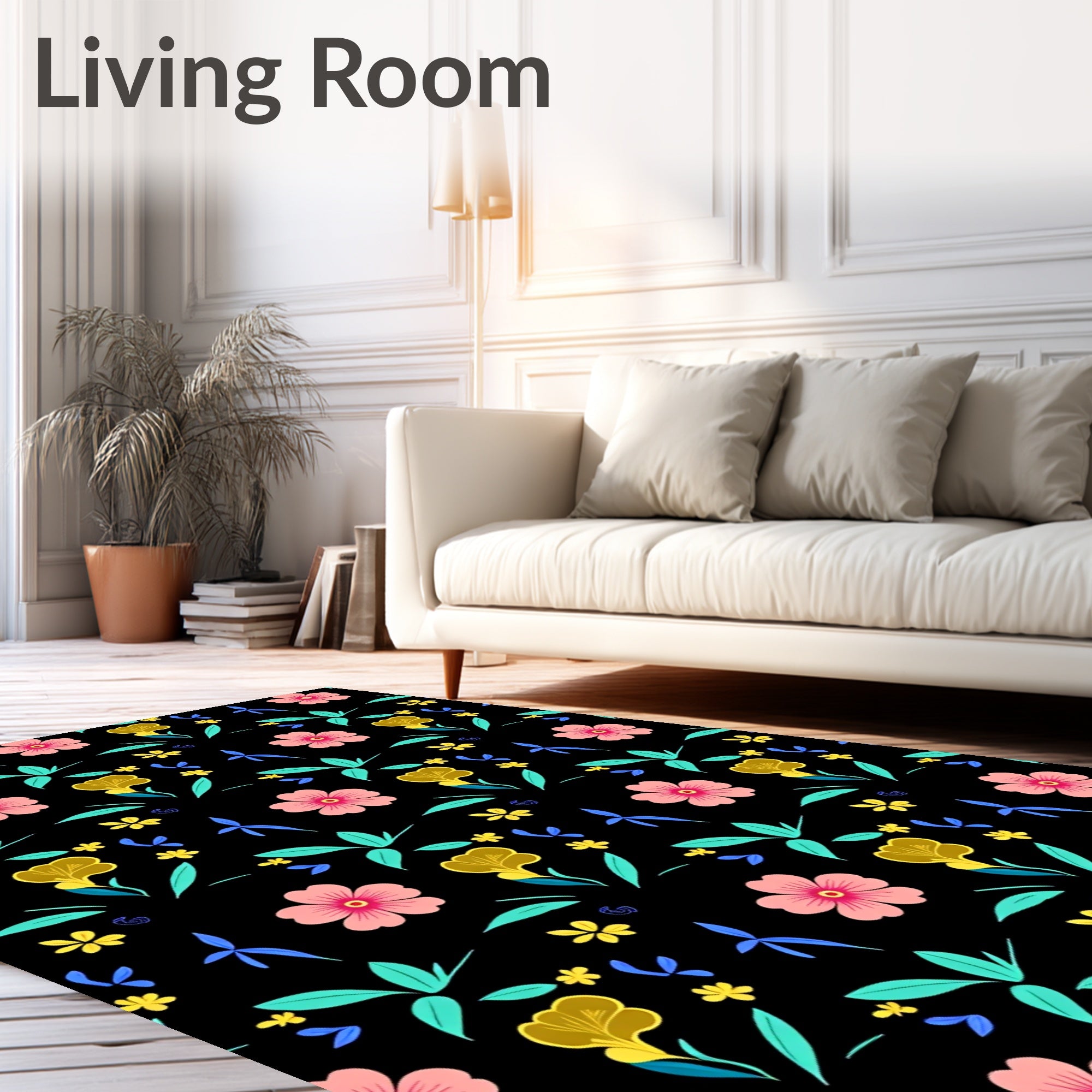 Vibrant Floral Tropical Pattern Rug