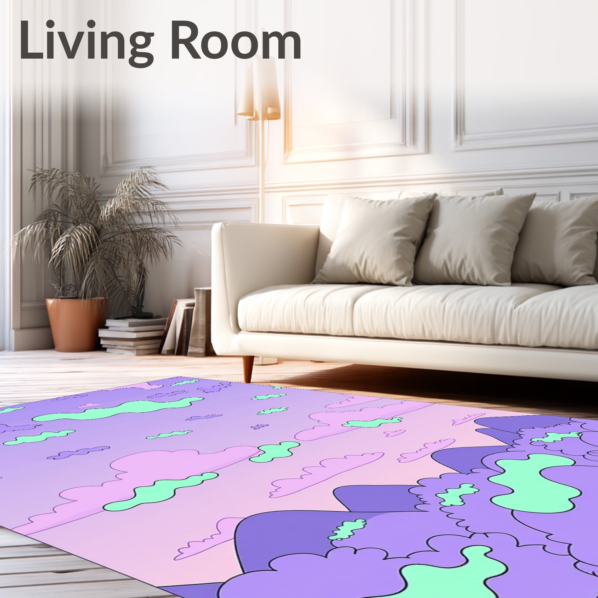 Dreamy Cloudscape With Mountains Design Rug