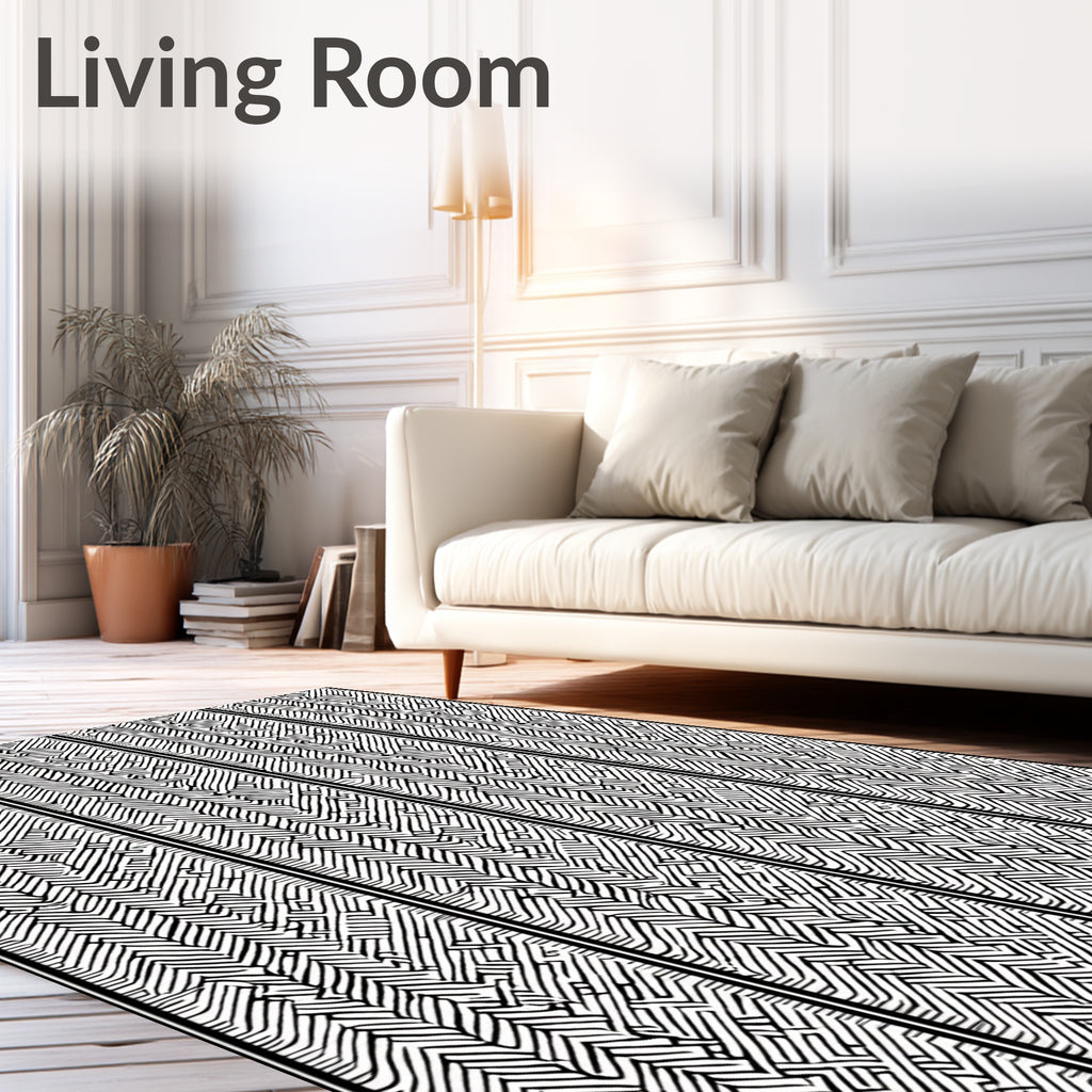 Abstract Maze Geometric Stripe Pattern Rug