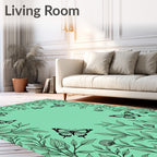 Botanical Butterfly Sketch Pattern Rug