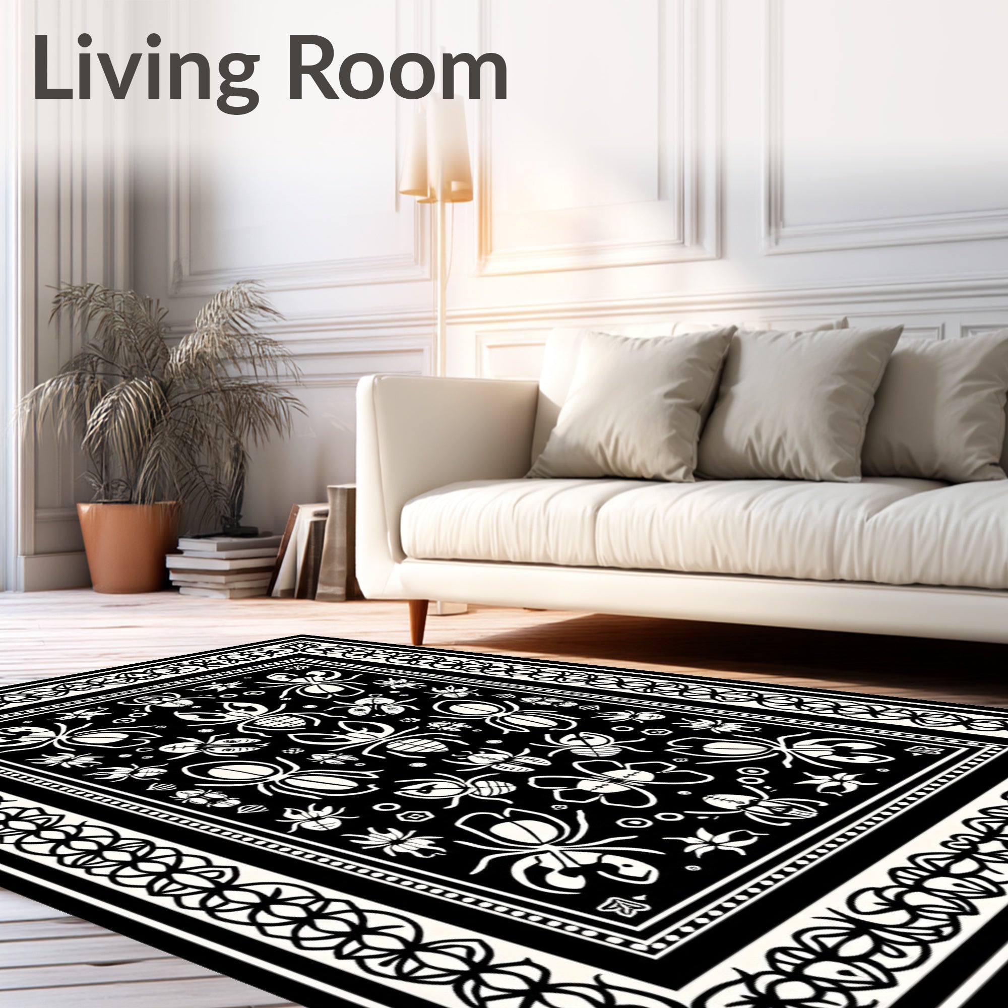 Bold Insect And Floral Pattern Rug