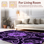 Elegant Lilac Floral Scroll Pattern Design Rug