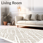 Cream And Taupe Lattice Pattern Rug