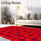 Bold Red Geometric Lattice Rug