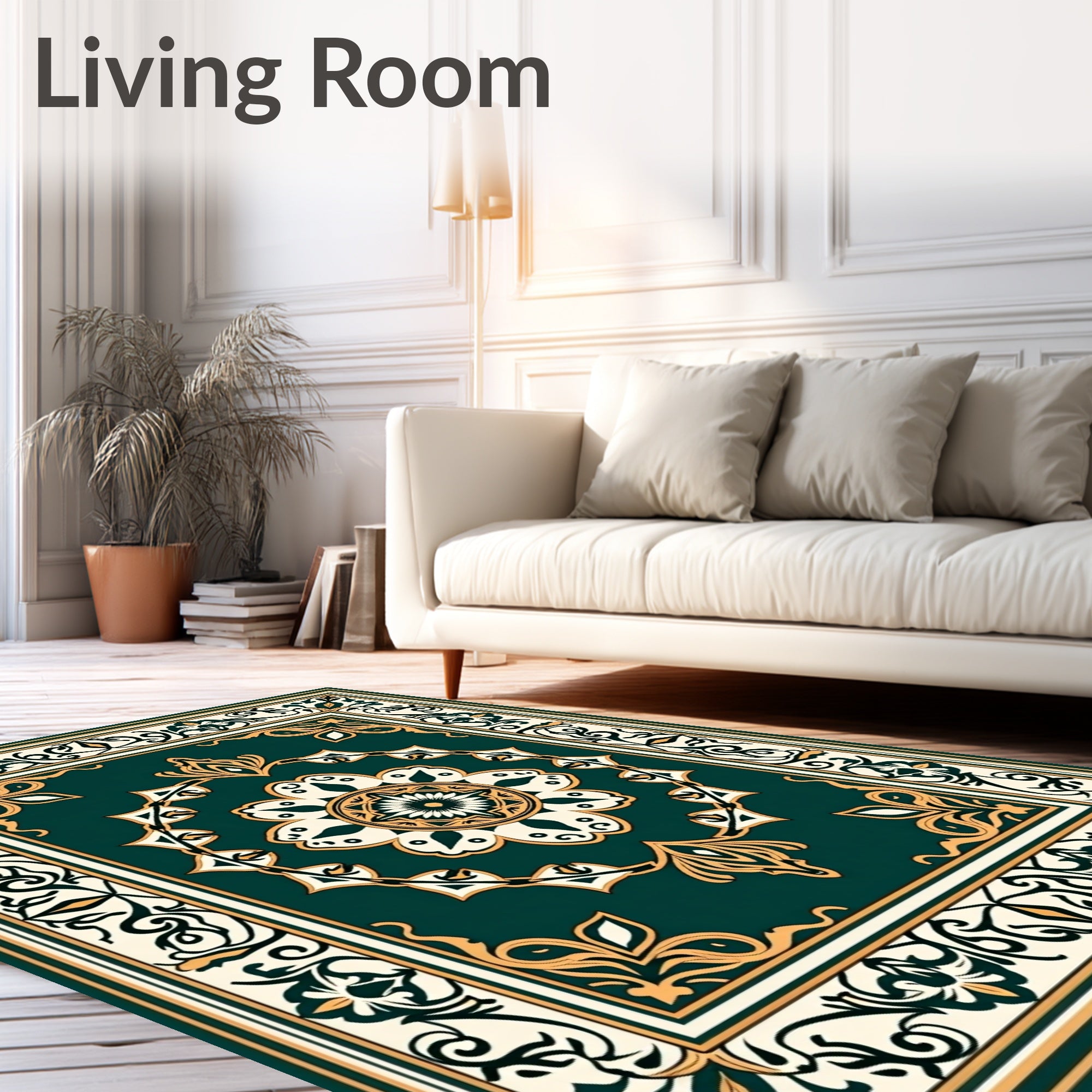 Ornate Floral Medallion With Regal Border Rug