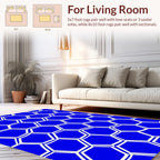 Hexagonal Pattern Blue White Design Rug