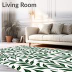 Forest Green Leafy Branch Pattern Rug