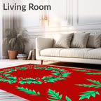 Festive Holly Berry Wreath Pattern Rug
