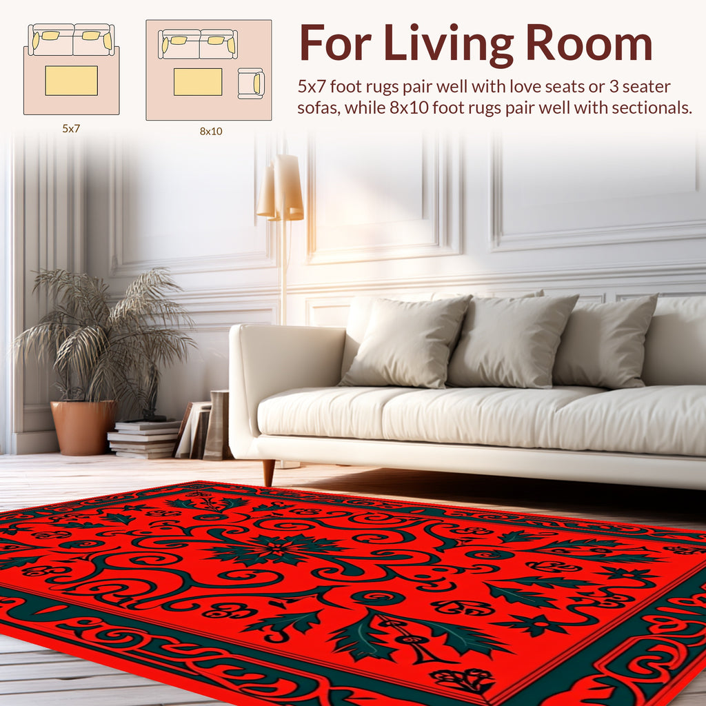 Bold Floral Scrolls Pattern Rug