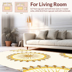 Golden Sunburst Floral Pattern Rug