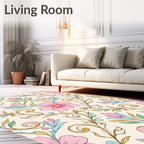 Floral Swirls And Petals Pattern Rug