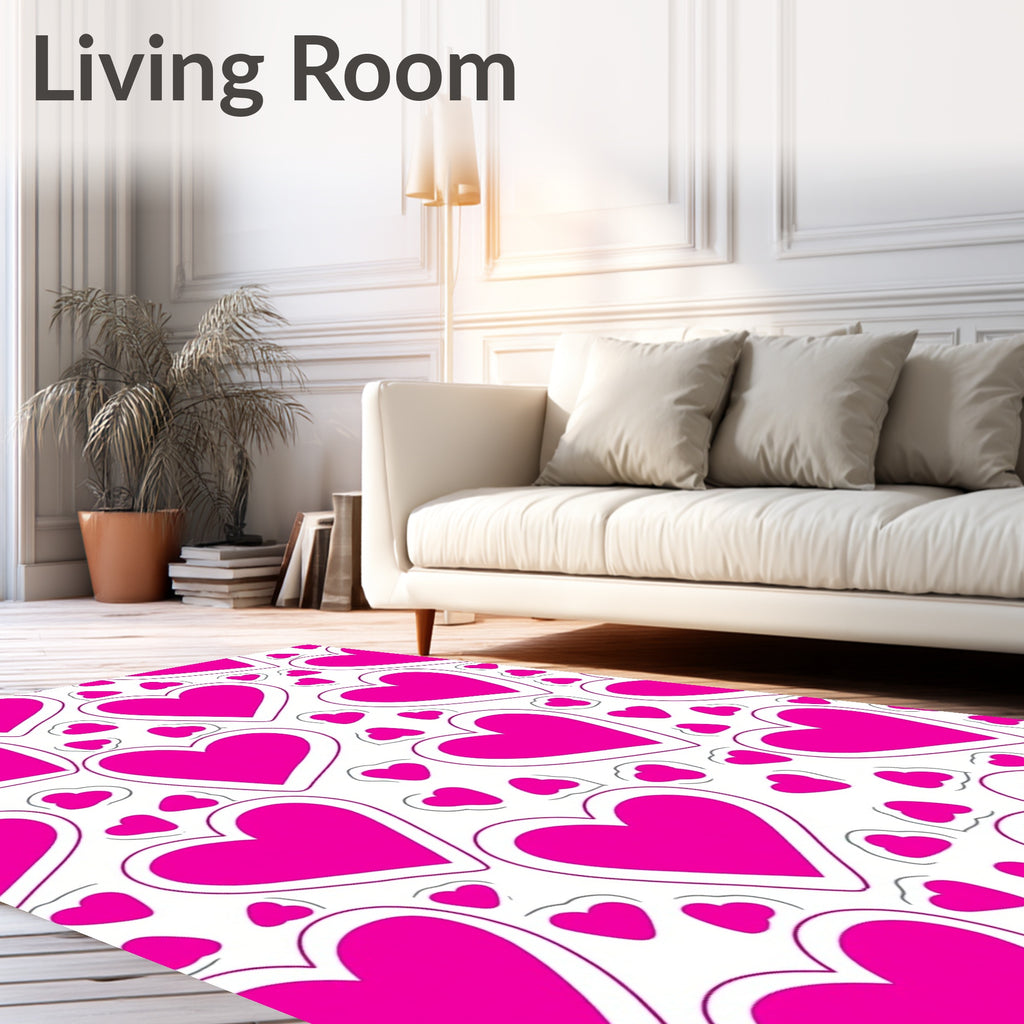 Bright Pink Hearts Pattern Rug