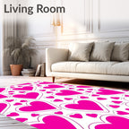 Bright Pink Hearts Pattern Rug