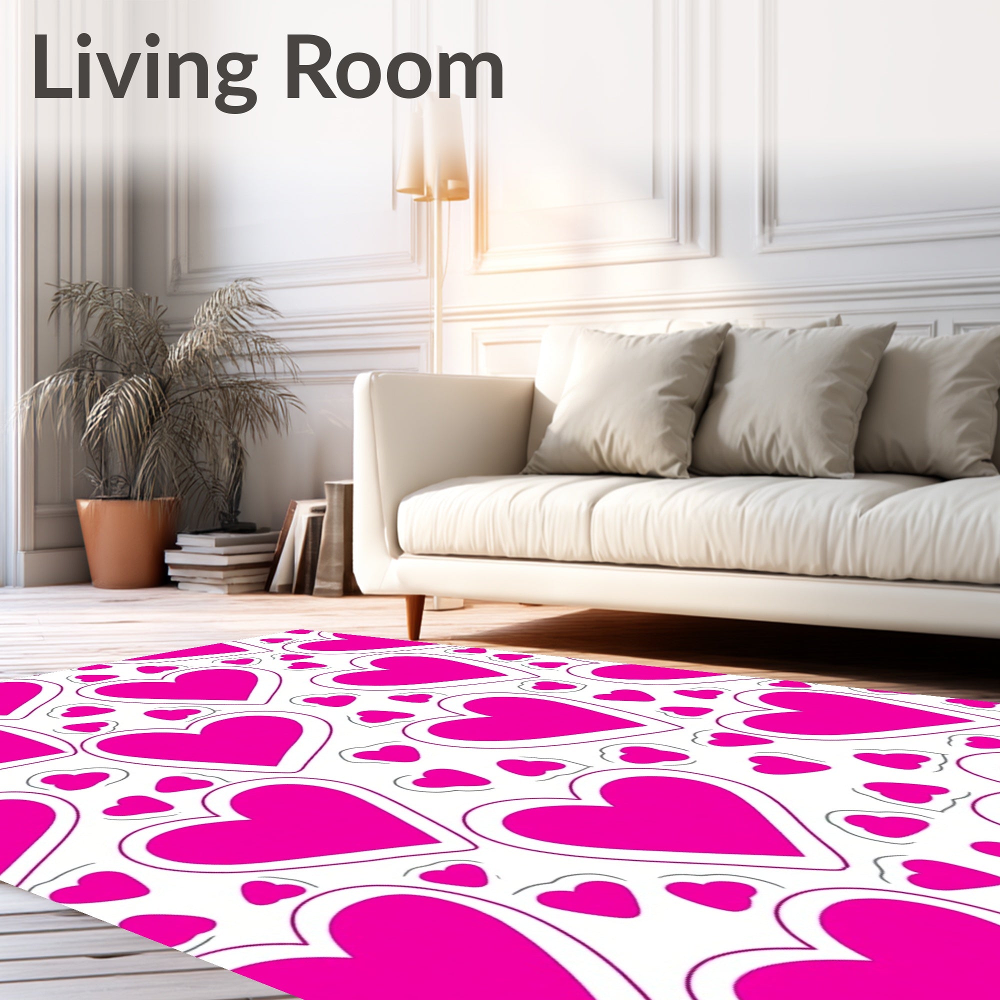 Bright Pink Hearts Pattern Rug