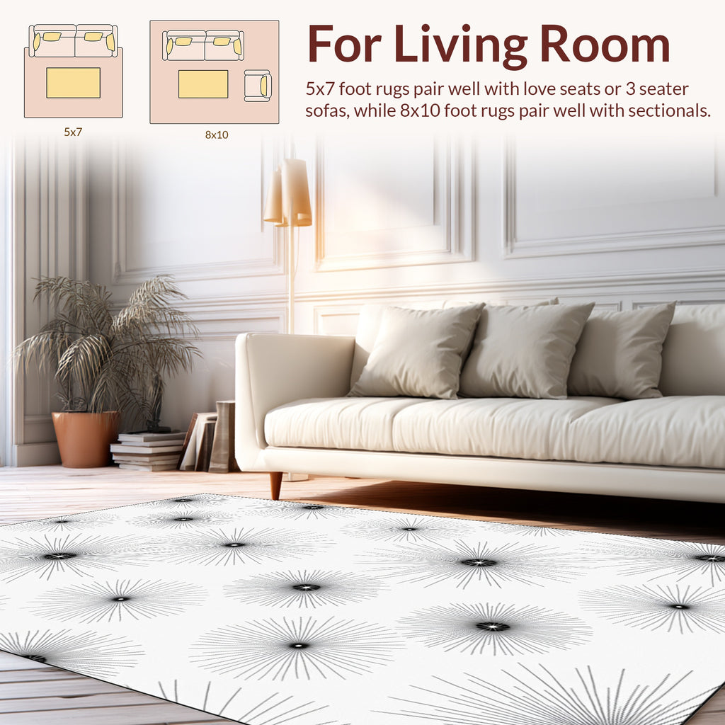 Modern Dandelion Burst Pattern Rug
