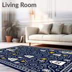 Cozy Village Winter Stars Navy Rug