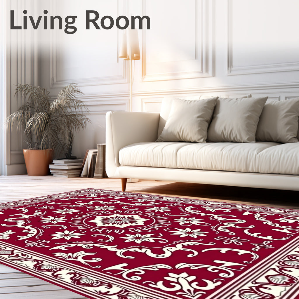 Elegant Floral Damask Pattern Rug