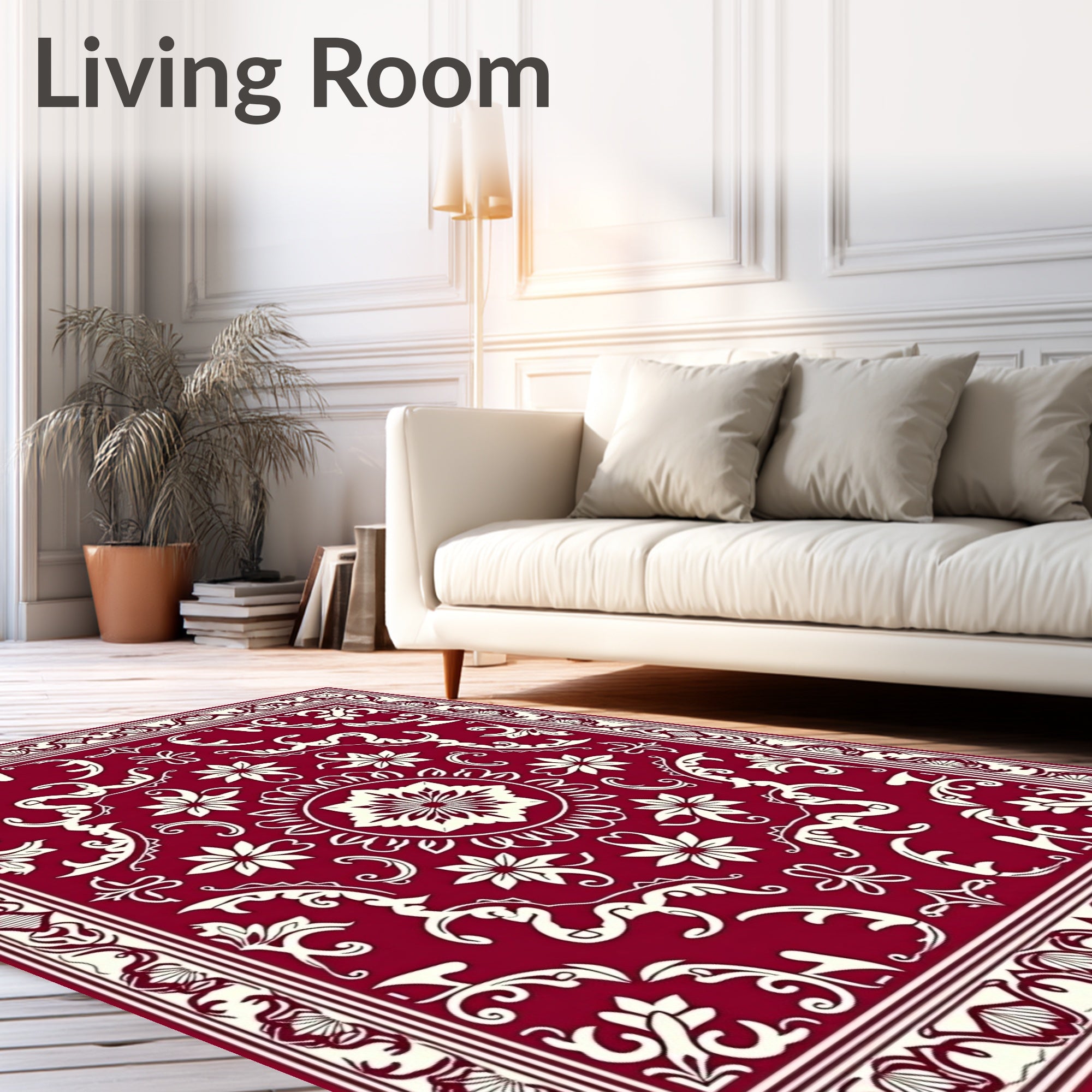 Elegant Floral Damask Pattern Rug