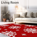 Winter Snowflake Pattern on Red Rug