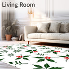 Green Leaf 2 Red Berry Pattern Rug