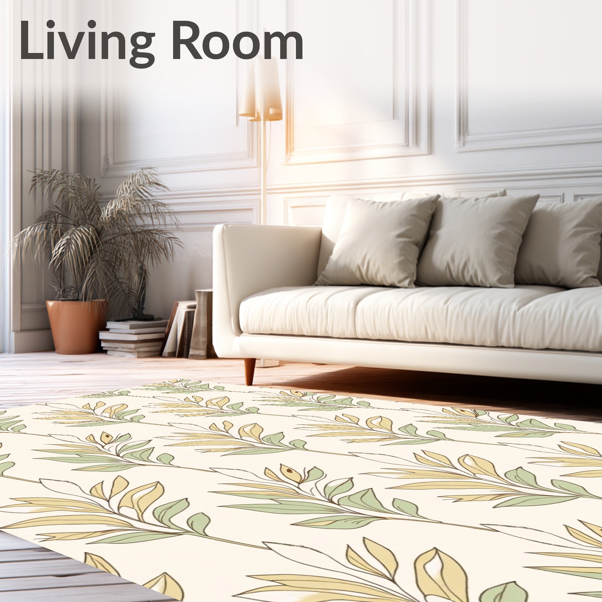 Botanical Leaf Pattern Artwork Rug