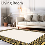 Regal Ornate Black Gold Floral Rug