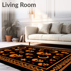 Orange Skull And Moon Pattern Rug