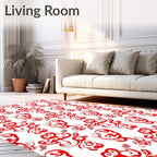 Abstract Red Swirl Pattern Rug