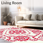 Intricate Red Floral Medallion Design Rug