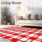 Red and White Classic Gingham Design Rug